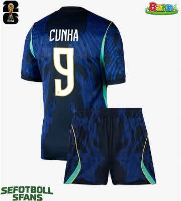 Brasilien Matheus Cunha #9 Bortaställ Barn VM 2026 Kortärmad (+ Korta byxor)